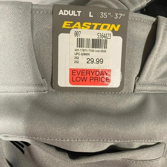 Easton Men’s Baseball Pants Straight leg Light Gray Size Large New with Tags - Picture 9 of 11